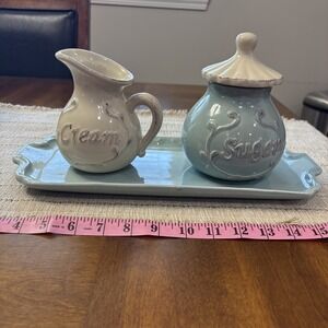Le Prairie Sugar & Cream Set With Serving Tray VTG Creative Co-op